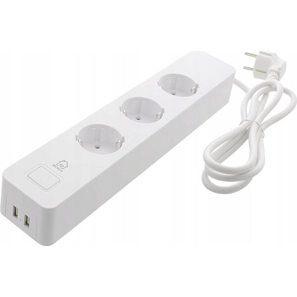 Deltaco Ilgiklis DELTACO SMART HOME 3xCEE 7/4, USB-A 2A, baltas / SH-P03USB2
