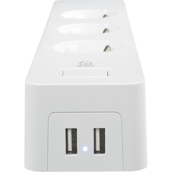 Deltaco Ilgiklis DELTACO SMART HOME 3xCEE 7/4, USB-A 2A, baltas / SH-P03USB2