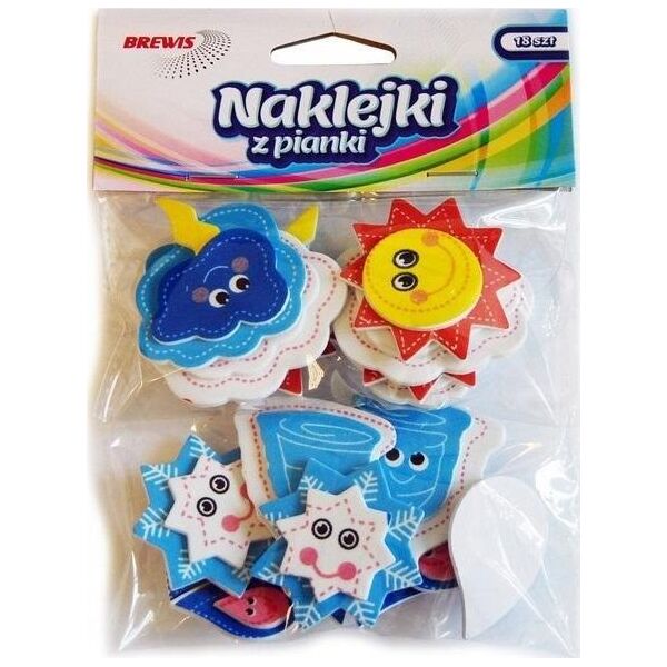 BREWIS Naklejki z pianki z brokatem pogoda 18szt
