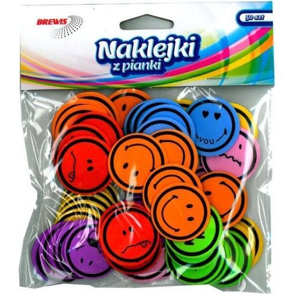 BREWIS Naklejki z pianki uśmiechy 50szt