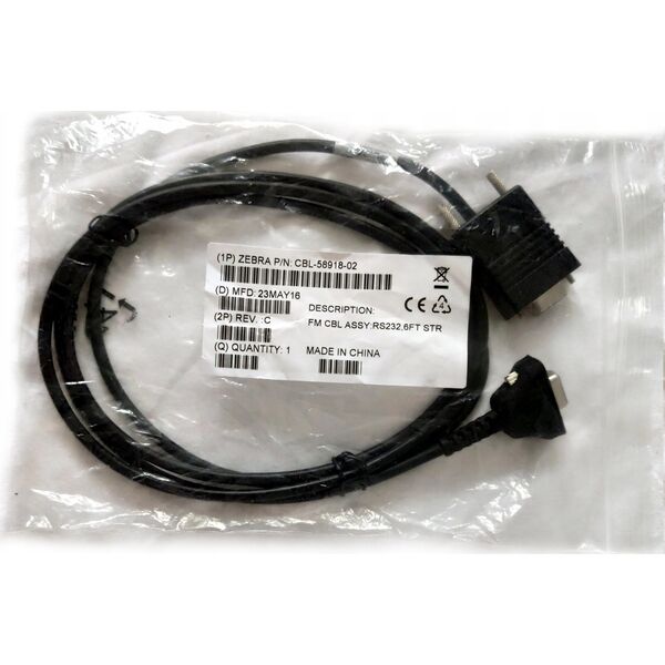 Zebra Zebra CBL-58918-02 kabel równoległy Czarny 0,7 m RS232 DB9