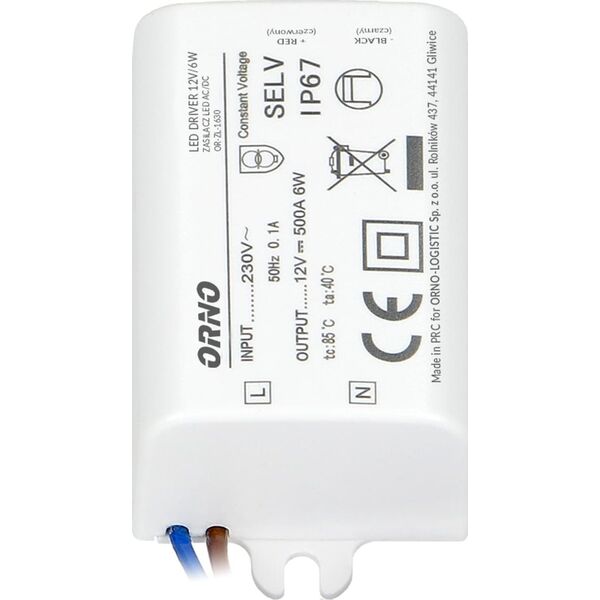 Orno Zasilacz LED MINI 6W 12V DC IP67 - OR-ZL-1630