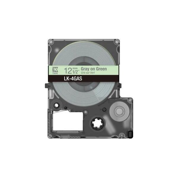 Epson Epson LabelWorks LK-4GAS - Grau auf Grun - Rolle (1,2 cm x 8 m) 1 Kassette(n) Hangebox - Bandkassette - fur LabelWorks LW-C410, LW-C610