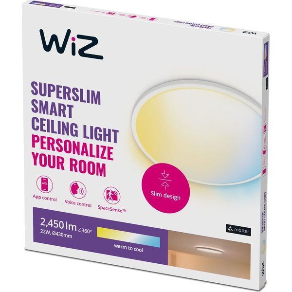 Lampa sufitowa Signify WiZ SuperSlim Deckenleuchte Tunable White 2450lm Weiß