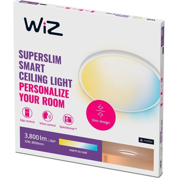Lampa sufitowa Signify WiZ SuperSlim Deckenleuchte Tunable White 3800lm Weiß