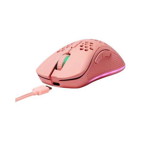 Mysz Deltaco Belaidė itin lengva žaidimų pelė DELTACO GAMING Rožinis LINE PM80 70g svorio, RGB, SPCP6651, 400-4800 DPI, 1000 Hz, rožinė / GAM-120-P