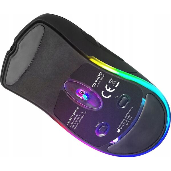Mysz Deltaco Pelė DELTACO GAMING belaidė, 16.000 DPI, RGB, USB-C/USB-A, juoda / GAM-107