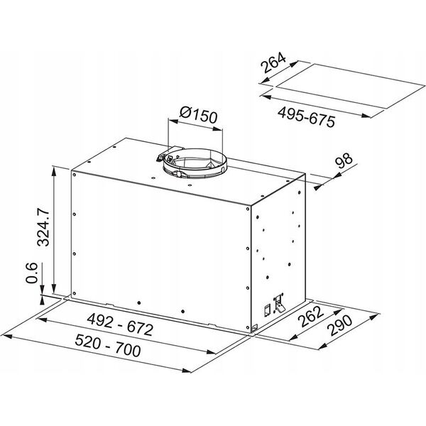 Okap Franke Įmontuojams gartraukis Franke FBFE BK MATT A52  305.0665.364