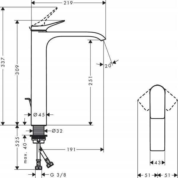Bateria umywalkowa Hansgrohe Praustuvo maišytuvas Hansgrohe 75040670, su dugno vožtuvu, juodas matinis