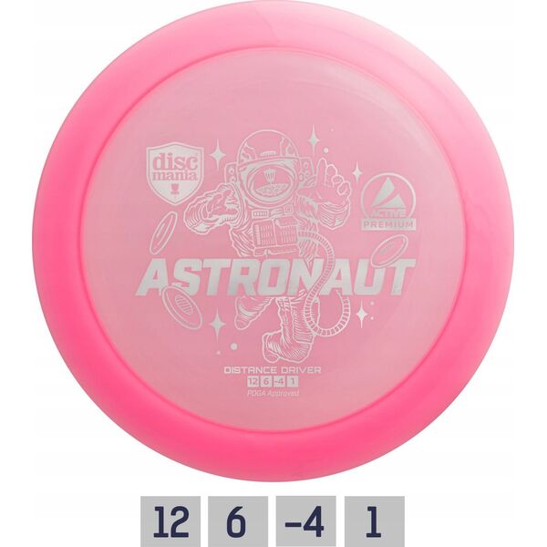 Pink Pink Diskgolfo diskas Distance Driver ASTRONAUT Active Premium Rožinė