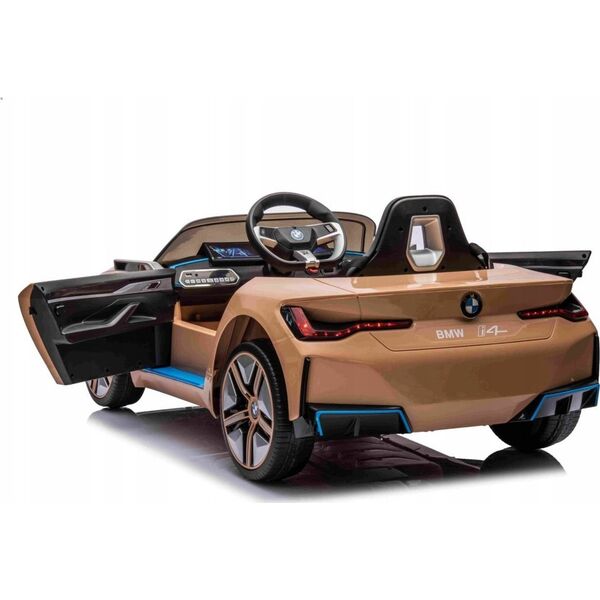BMW Autko BMW i4 na akumulator dla dzieci Złoty + Wolny Start + EVA + Ekoskóra + Audio LED + Pilot