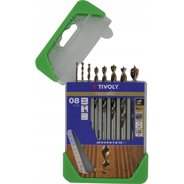 Wiertło Tivoly Tivoly Medžio grąžtų rinkinys 2 - 10mm, 8 vnt, HSS, sugraduotas