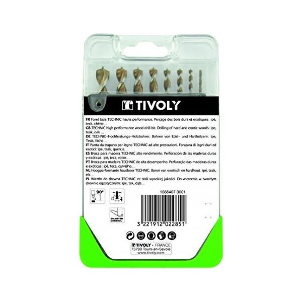 Wiertło Tivoly Tivoly Medžio grąžtų rinkinys 2 - 10mm, 8 vnt, HSS, sugraduotas
