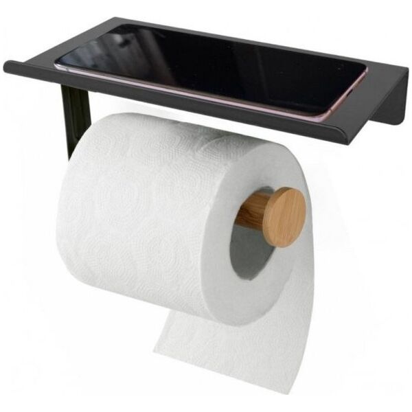 Tadar UCHWYT NA PAPIER TOALETOWY Z PÓŁKĄ TADAR TD-4981 CZARNY