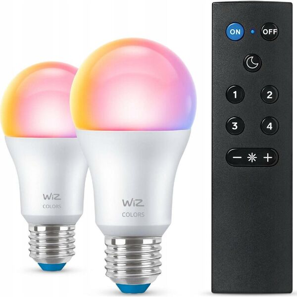 Signify WiZ White & Color 60W E27 A60 Standardform 2er +Remote Control