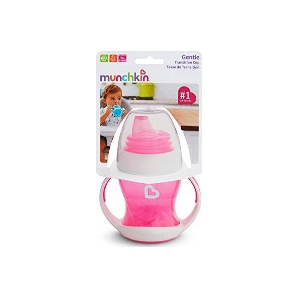 Munchkin MUNCHKIN mokomoji gertuvė su rankenomis ir minkštu snapeliu, Gentle Transition, rožinė, 4mėn+, 118 ml, 05178602www