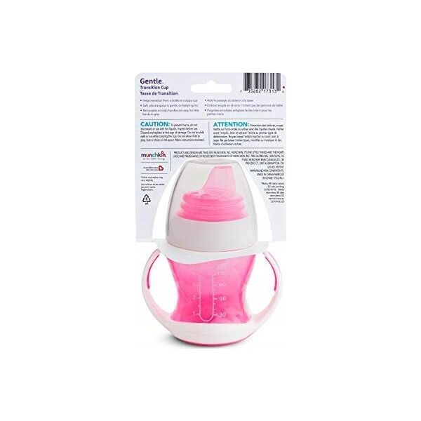 Munchkin MUNCHKIN mokomoji gertuvė su rankenomis ir minkštu snapeliu, Gentle Transition, rožinė, 4mėn+, 118 ml, 05178602www