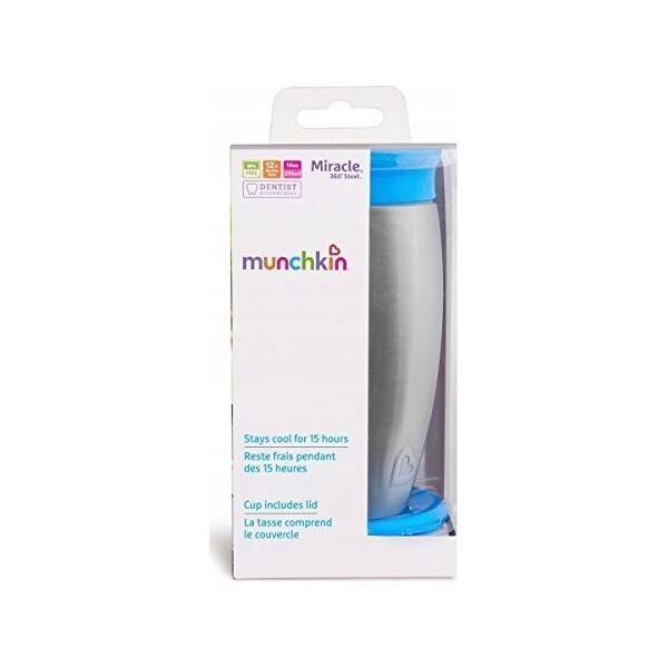 Munchkin MUNCHKIN nerūdijančio plieno puodelis, Miracle 360, mėlynas, 12mėn+, 296ml, 01245001
