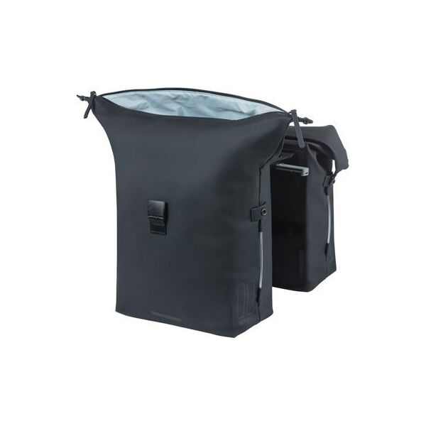 Basil Sakwa podwójna BASIL SOHO DOUBLE PANNIER BAG NORDLICHT MIK, MIK System (ready to go) 41L 100% wodoodporna night black oświetlenie Nordlicht Technology