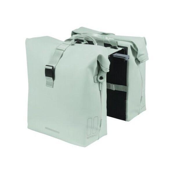 Basil Sakwa podwójna BASIL SOHO DOUBLE PANNIER BAG NORDLICHT MIK, MIK System (ready to go) 41L 100% wodoodporna pastel green oświetlenie Nordlicht Technolog