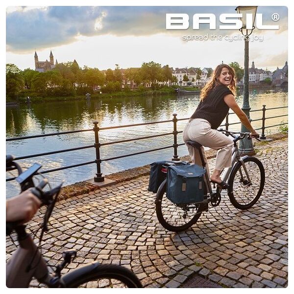 Basil Torba na bagażnik BASIL ELEGANCE DOUBLE PANNIER BAG MIK 40-49L, MIK System (ready to go) wodoodporna estate blue (NEW 2024)