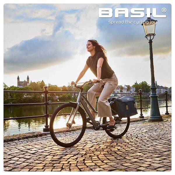 Basil Torba na bagażnik BASIL ELEGANCE DOUBLE PANNIER BAG MIK 40-49L, MIK System (ready to go) wodoodporna estate blue (NEW 2024)