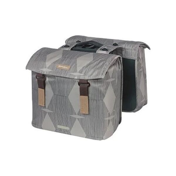 Basil Torba na bagażnik BASIL ELEGANCE DOUBLE PANNIER BAG MIK 40-49L, MIK System (ready to go) wodoodporna chateau taupe (NEW 2024)