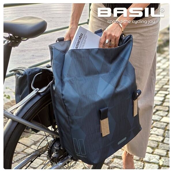 Basil Torba na bagażnik BASIL ELEGANCE DOUBLE PANNIER BAG MIK 40-49L, MIK System (ready to go) wodoodporna chateau taupe (NEW 2024)