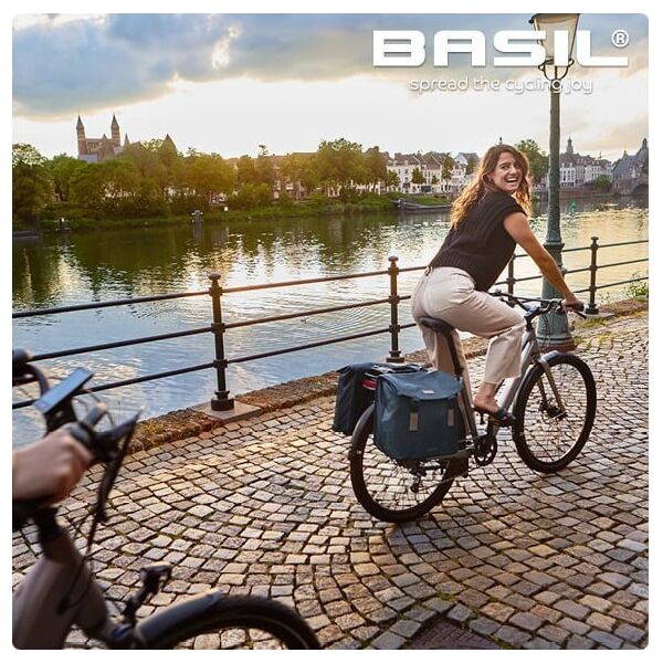 Basil Torba na bagażnik BASIL ELEGANCE DOUBLE PANNIER BAG MIK 40-49L, MIK System (ready to go) wodoodporna chateau taupe (NEW 2024)
