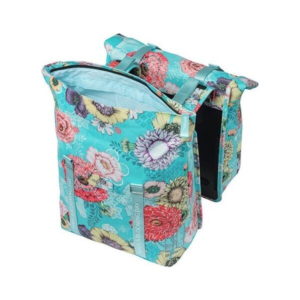 Basil Sakwa podwójna na bagażnik BASIL BLOOM FIELD DOUBLE PANNIER BAG 28-35L, Universal Bridge System, sky blue (NEW 2024)