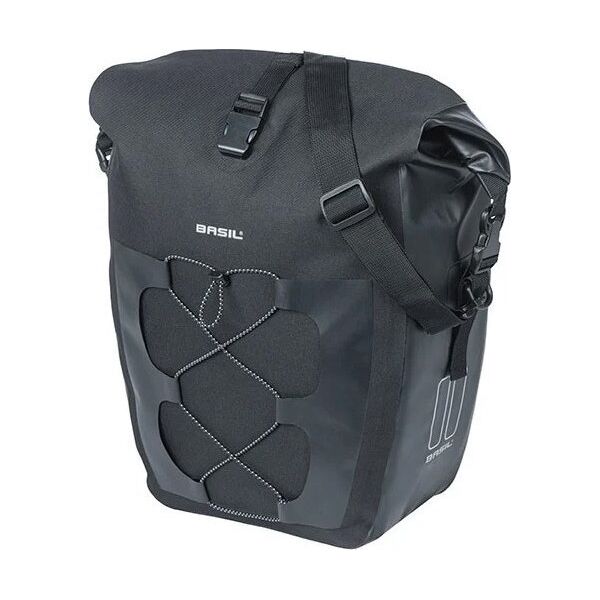 Basil Sakwa pojedyncza BASIL NAVIGATOR WATERPROOF SINGLE PANNIER BAG L 25-31 L, Hook On System, wodoodporna, black (NEW 2024)
