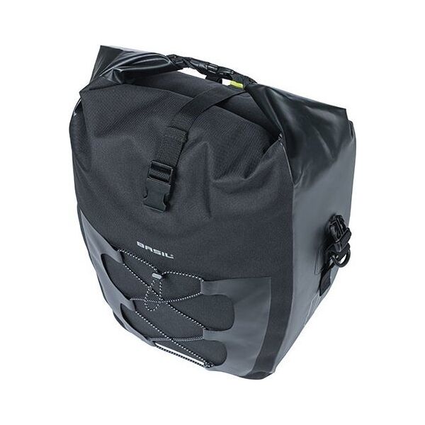 Basil Sakwa pojedyncza BASIL NAVIGATOR WATERPROOF SINGLE PANNIER BAG L 25-31 L, Hook On System, wodoodporna, black (NEW 2024)