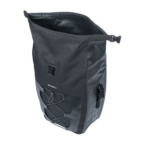 Basil Sakwa pojedyncza BASIL NAVIGATOR WATERPROOF SINGLE PANNIER BAG L 25-31 L, Hook On System, wodoodporna, black (NEW 2024)