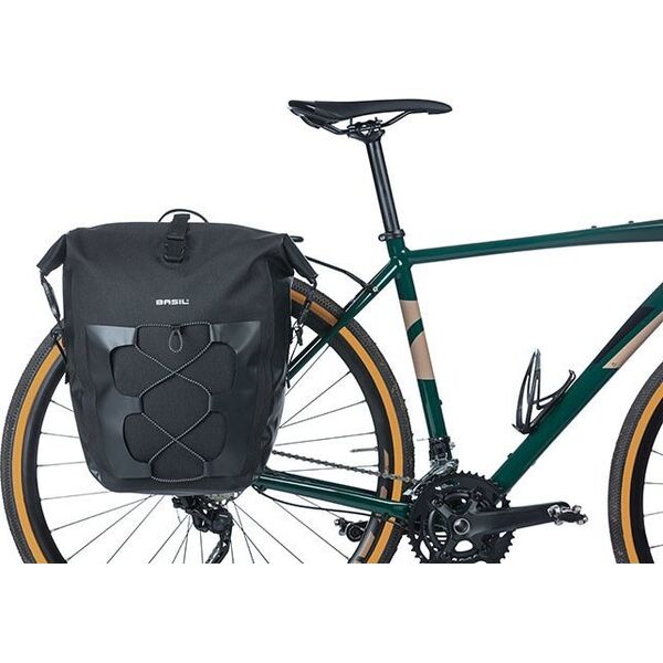 Basil Sakwa pojedyncza BASIL NAVIGATOR WATERPROOF SINGLE PANNIER BAG L 25-31 L, Hook On System, wodoodporna, black (NEW 2024)