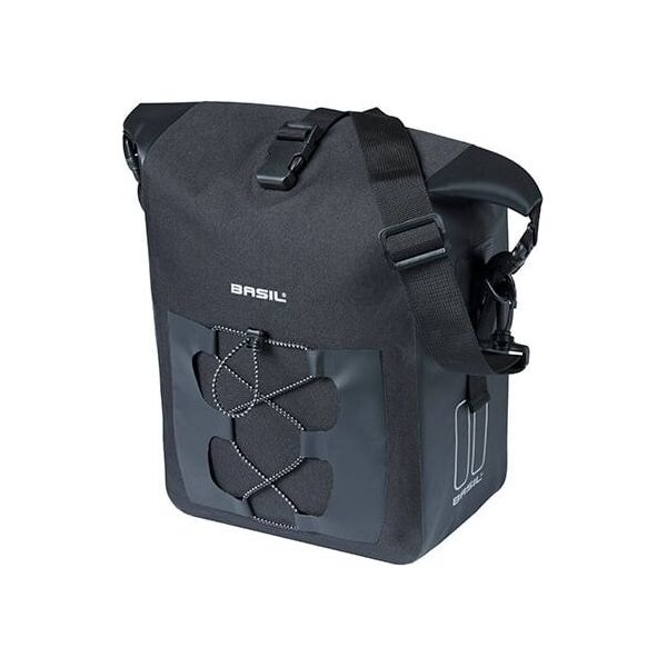 Basil Sakwa pojedyncza BASIL NAVIGATOR WATERPROOF SINGLE PANNIER BAG M 12-15 L, Hook On System, wodoodporna, black (NEW 2024)