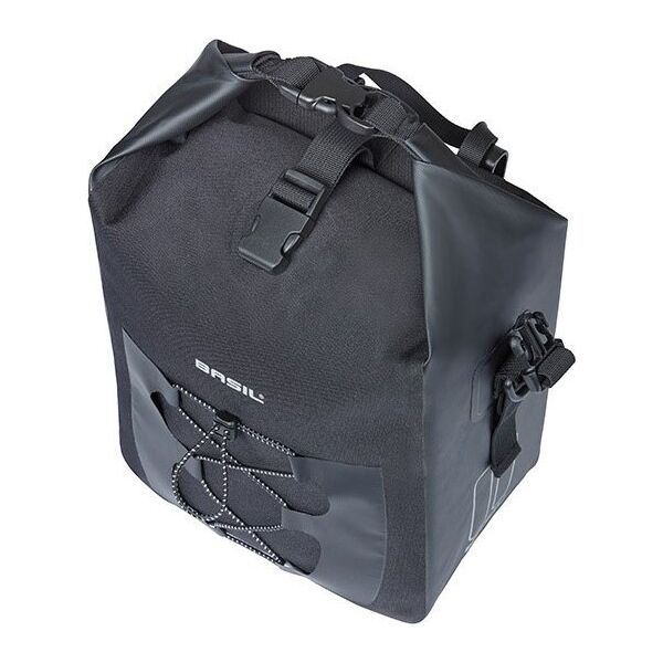 Basil Sakwa pojedyncza BASIL NAVIGATOR WATERPROOF SINGLE PANNIER BAG M 12-15 L, Hook On System, wodoodporna, black (NEW 2024)