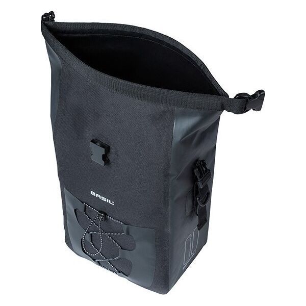 Basil Sakwa pojedyncza BASIL NAVIGATOR WATERPROOF SINGLE PANNIER BAG M 12-15 L, Hook On System, wodoodporna, black (NEW 2024)