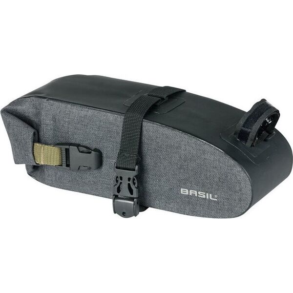 Basil Torebka podsiodłowa BASIL NAVIGATOR STORM SADDLE BAG 1.5L, mocowanie na paski, wodoodporna grey black (NEW 2024)