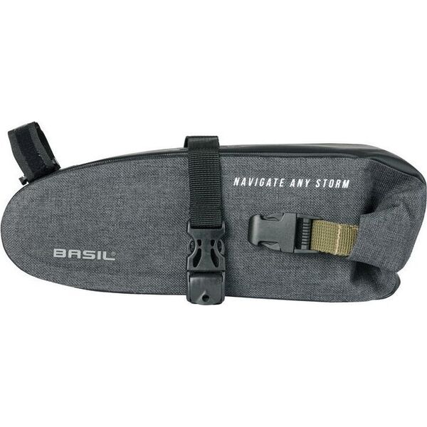 Basil Torebka podsiodłowa BASIL NAVIGATOR STORM SADDLE BAG 1.5L, mocowanie na paski, wodoodporna grey black (NEW 2024)
