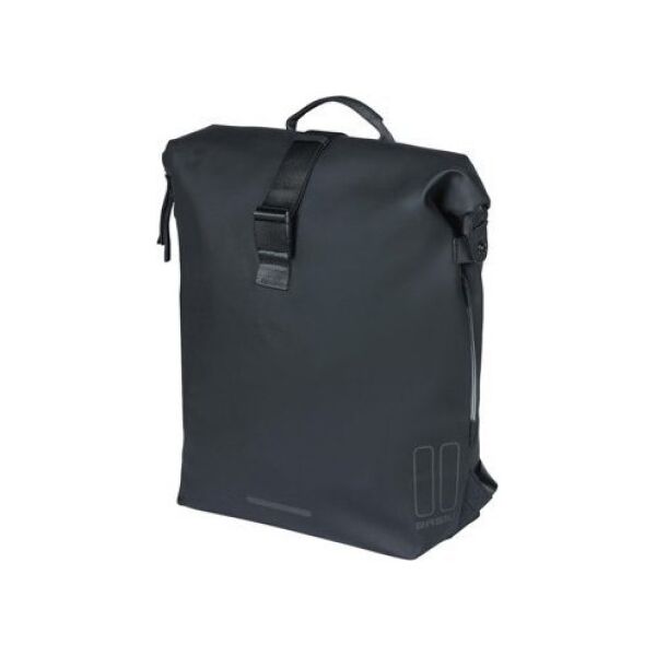 Basil Plecak/Sakwa rowerowa BASIL SOHO BACKPACK NORDLICHT17L, mocowanie na haki Hook-On System, wodoodporny poliester, oświetlenie, night black (NEW 2024)