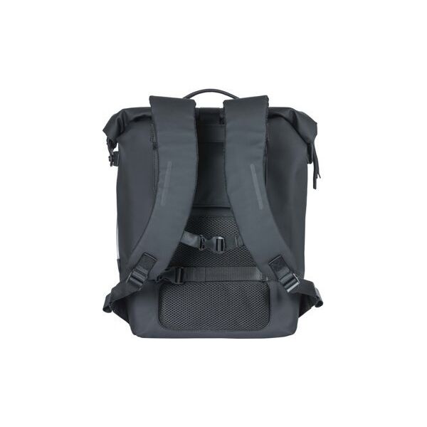 Basil Plecak/Sakwa rowerowa BASIL SOHO BACKPACK NORDLICHT17L, mocowanie na haki Hook-On System, wodoodporny poliester, oświetlenie, night black (NEW 2024)