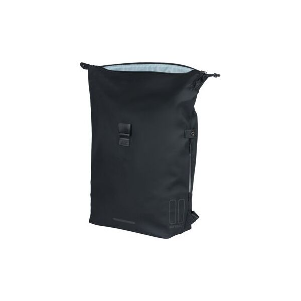 Basil Plecak/Sakwa rowerowa BASIL SOHO BACKPACK NORDLICHT17L, mocowanie na haki Hook-On System, wodoodporny poliester, oświetlenie, night black (NEW 2024)