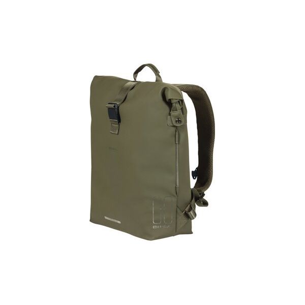 Basil Plecak/Sakwa rowerowa BASIL SOHO BACKPACK NORDLICHT17L, mocowanie na haki Hook-On System, wodoodporny poliester, oświetlenie, moss green (NEW 2024)