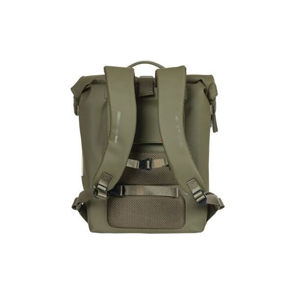 Basil Plecak/Sakwa rowerowa BASIL SOHO BACKPACK NORDLICHT17L, mocowanie na haki Hook-On System, wodoodporny poliester, oświetlenie, moss green (NEW 2024)