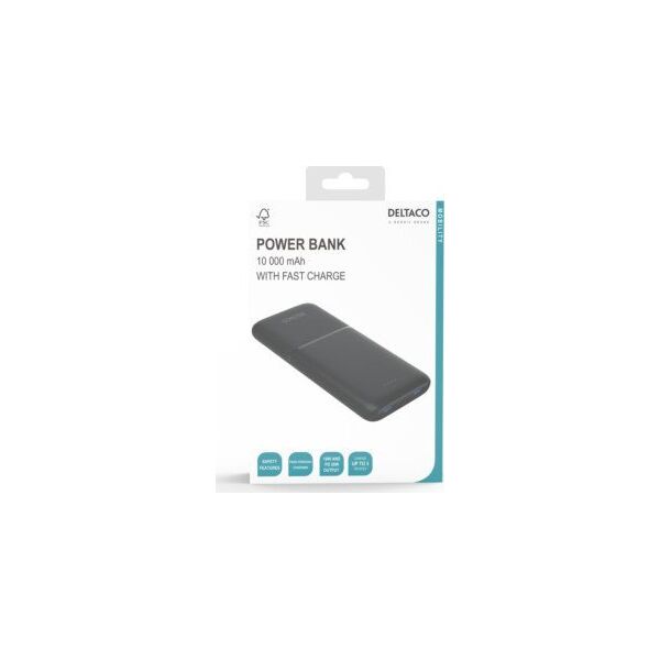 Powerbank Deltaco Išorinė baterija DELTACO 10 000 mAh, 2 x USB-A 18 W, 1 x USB-C PD 20 W / PB-C1007