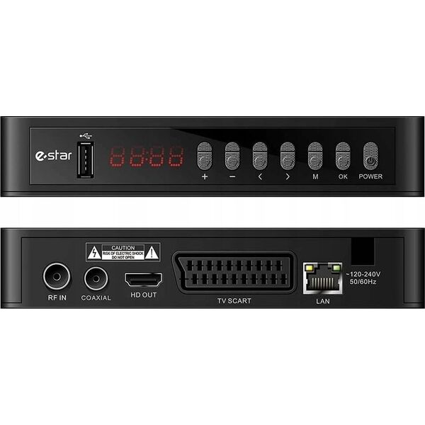 Tuner TV Estar TV priedelis STB eSTAR T2 618 HD Juodas