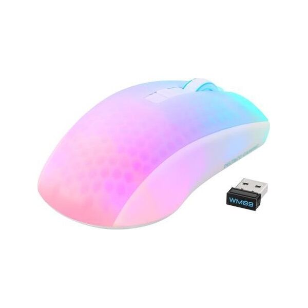 Mysz Deltaco Belaidė pusiau permatoma DELTACO GAMING pelė, RGB, itin lengva, balta / GAM-145-W