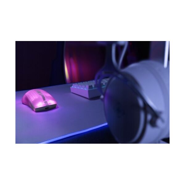 Mysz Deltaco Belaidė pusiau permatoma DELTACO GAMING pelė, RGB, itin lengva, balta / GAM-145-W