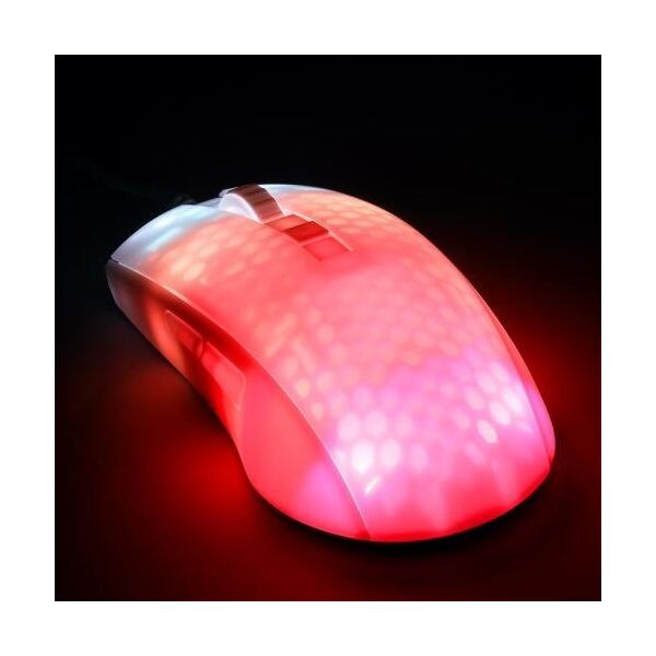 Mysz Deltaco Pusiau permatoma DELTACO GAMING pelė, RGB, itin lengva, balta / GAM-144-W