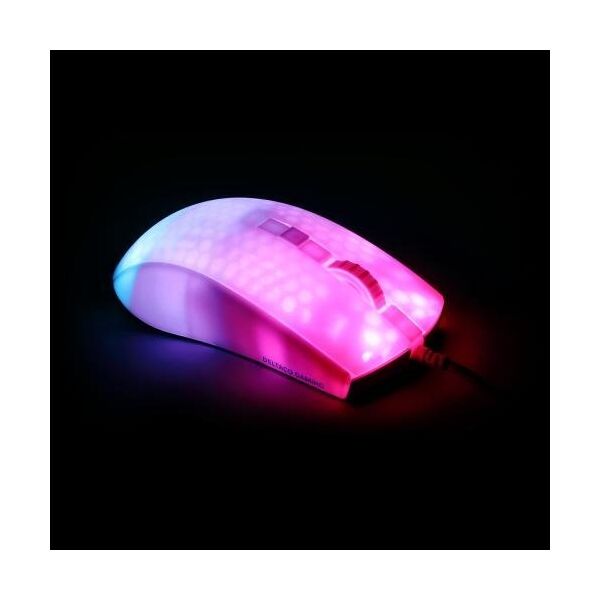 Mysz Deltaco Pusiau permatoma DELTACO GAMING pelė, RGB, itin lengva, balta / GAM-144-W